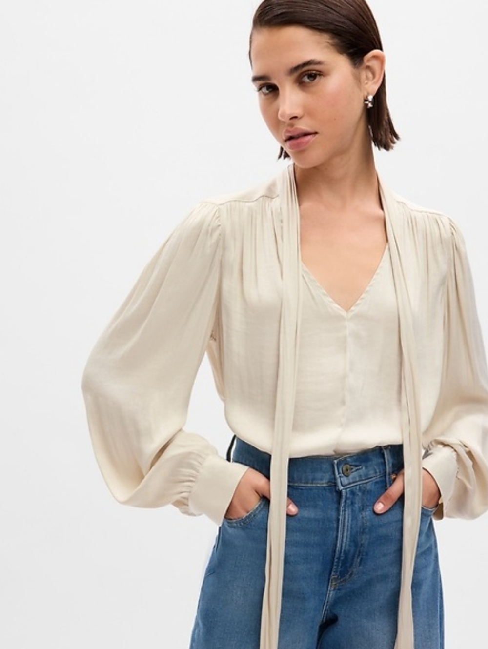 GAP Tie-Neck Shirt 👕 Size Small